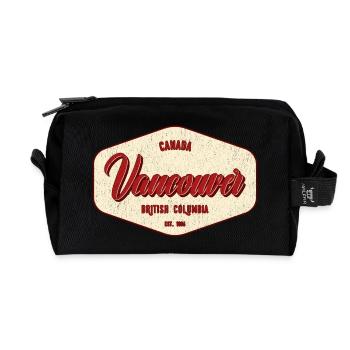 Vancouver Vintage City Label - Recycled Toiletry Zip Bag - black - Front