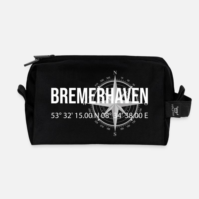 Koordinaten Bremerhaven - Recycelte Kulturtasche - Schwarz