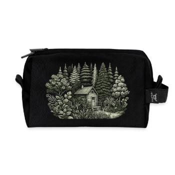 Vivre près de la nature avec une petite maison en forêt - Trousse de toilette en tissu recyclé - noir - Devant
