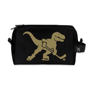Silhouette de joueur de hockey sur glace T-Rex Dino - Trousse de toilette en tissu recyclé - noir - Devant