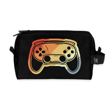 Vintage Game Controller Drawing - Recycled Toiletry Zip Bag - black - Front