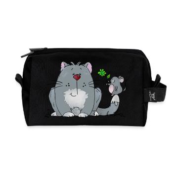 Chat et souris - Trousse de toilette en tissu recyclé - noir - Devant