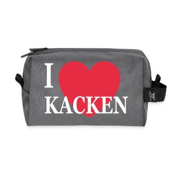 I love poop satire humor funny sayings - Recycled Toiletry Zip Bag - anthracite - Front