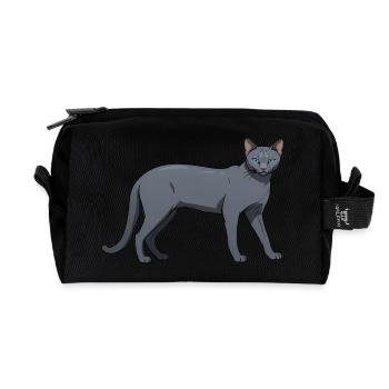 Bleu Russe - Chat mignon Sticker - Trousse de toilette en tissu recyclé - noir - Devant