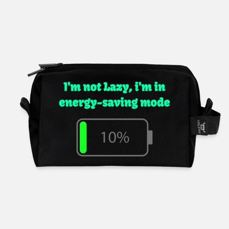 Energy saving mode: not lazy - Recycled Toiletry Zip Bag - black