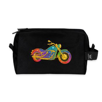 Glittering rainbow motorcycle - Recycled Toiletry Zip Bag - black - Front