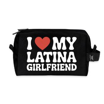 I Love My Latina Girlfriend Valentine's Day - Recycled Toiletry Zip Bag - black - Front