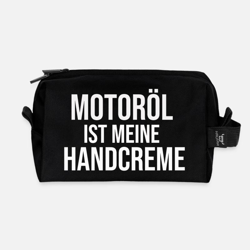 Motoröl ist meine Handcreme original  - Recycelte Kulturtasche - Schwarz