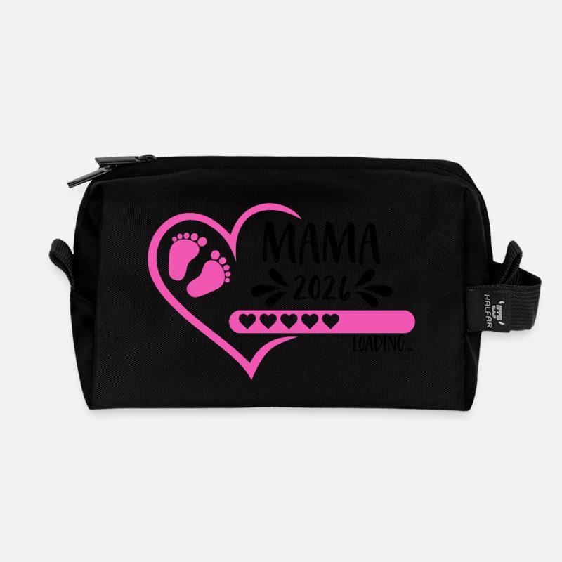 Mama 2026 loading Herz Babyfüße pink rosa Mädchen - Recycelte Kulturtasche - Schwarz