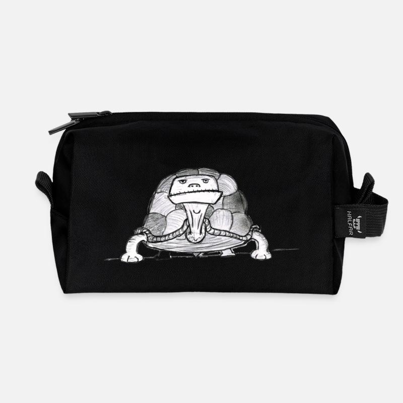 Schildkröte #NorddeutscheKunst - Recycelte Kulturtasche - Schwarz