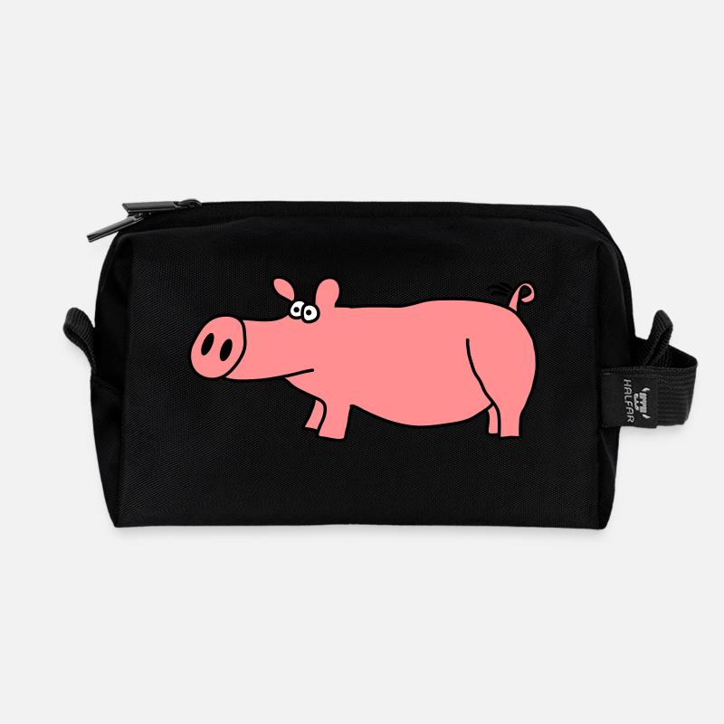 Schwein - Recycelte Kulturtasche - Schwarz