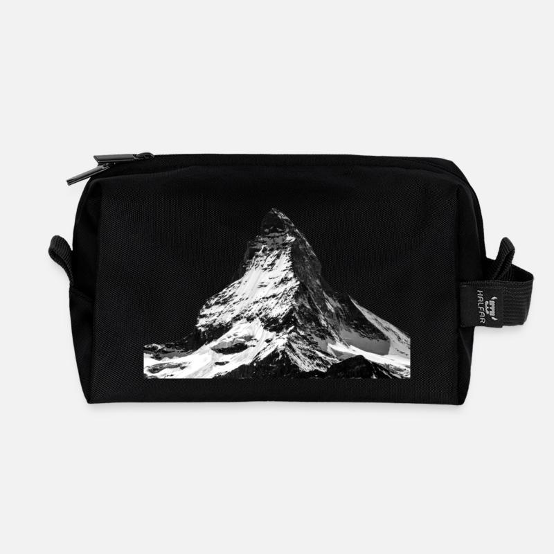 Berge - Recycelte Kulturtasche - Schwarz
