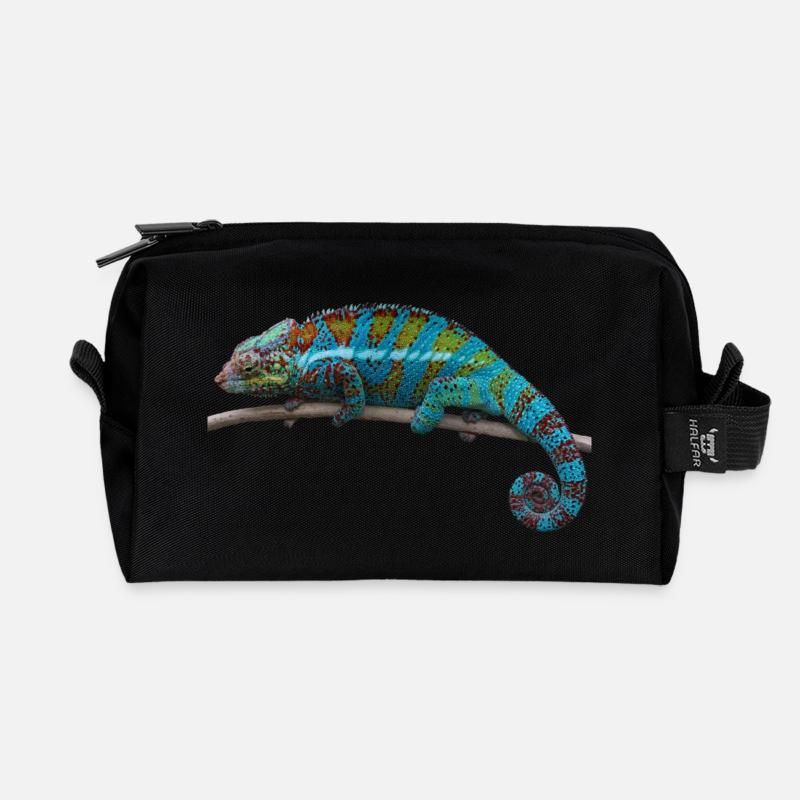 Chameleon - blue - Recycled Toiletry Zip Bag - black