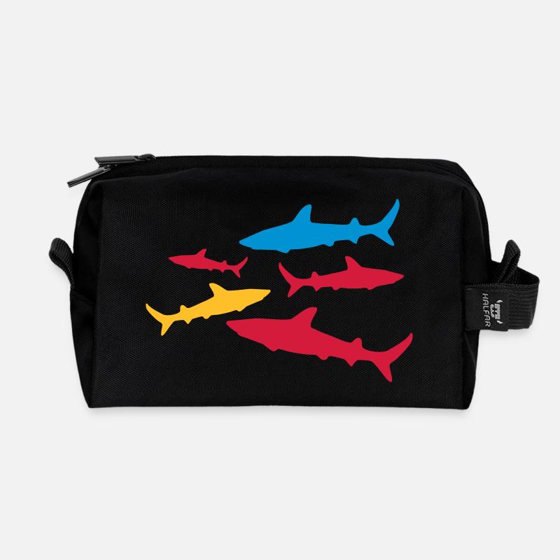 shark - Recycled Toiletry Zip Bag - black