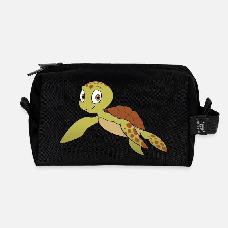 Baby Schildkröte - Recycelte Kulturtasche - Schwarz