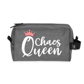 Chaos Queen Chaotin chaotisch Krone Königin Chaot - Recycelte Kulturtasche - Anthrazit - Vorne