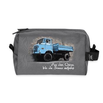 W50 - From the East - Where the Sun Rises - Recycled Toiletry Zip Bag - anthracite - Front