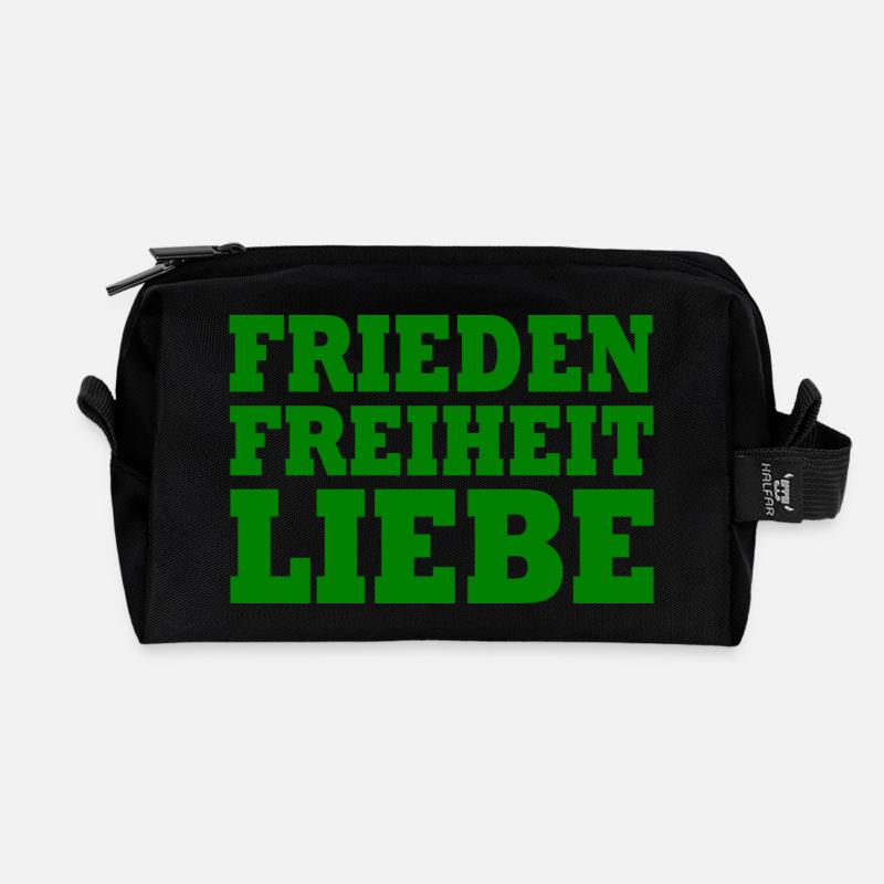 Frieden freiheit liebe - Recycelte Kulturtasche - Schwarz