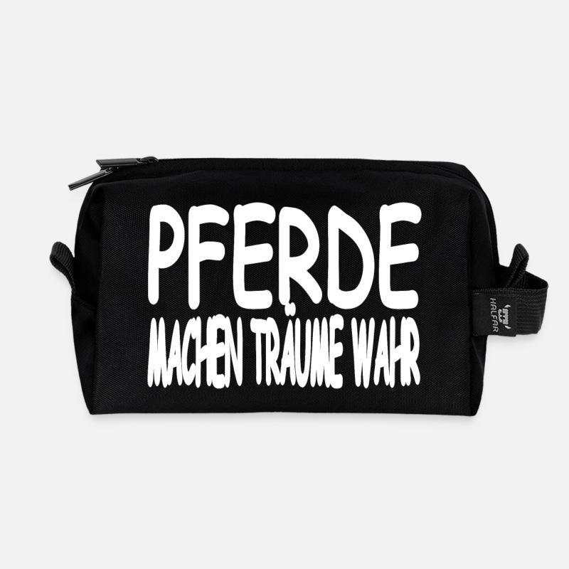 Pferde - Recycelte Kulturtasche - Schwarz