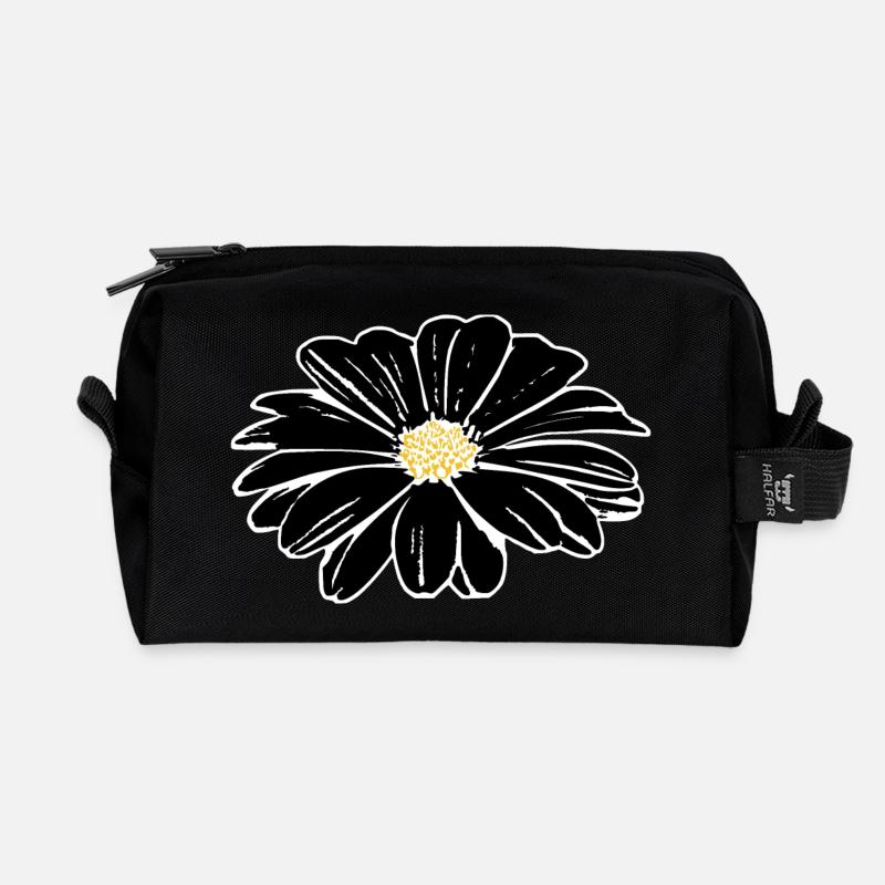 Blume schwarz Blumen schwarz Blüte - Recycelte Kulturtasche - Schwarz