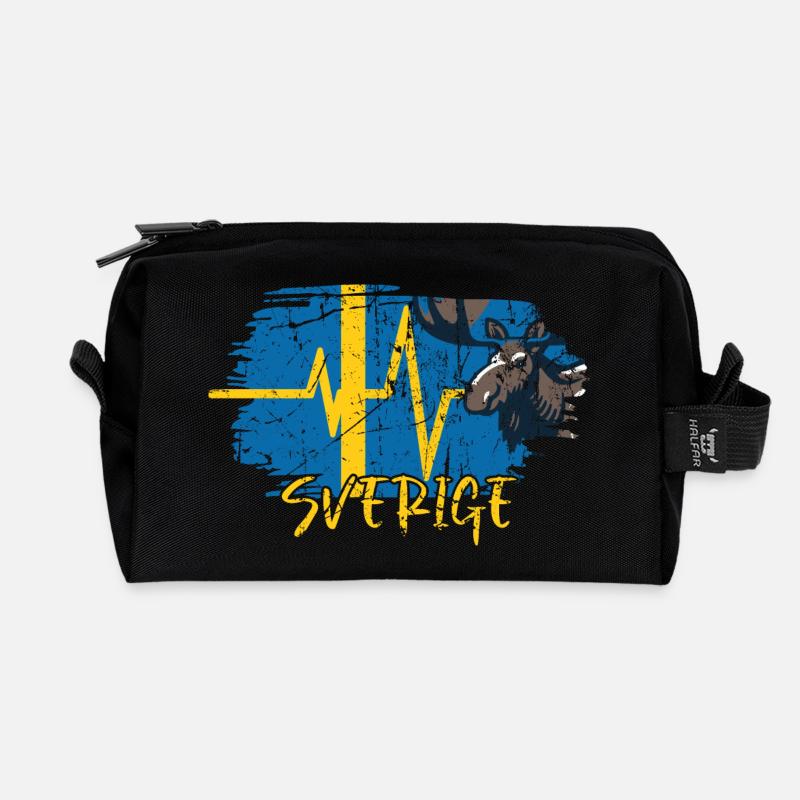 Schweden Herzschlag - Recycelte Kulturtasche - Schwarz