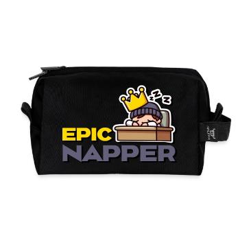 Epic Napper - Funny Cartoon for Late Risers - Recycled Toiletry Zip Bag - black - Front