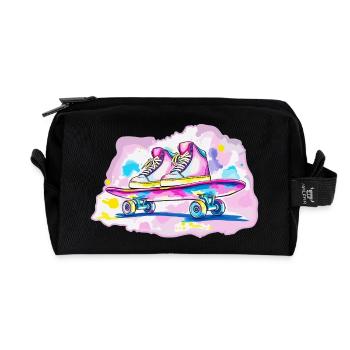 Skateboard with shoes - Recycled Toiletry Zip Bag - black - Front