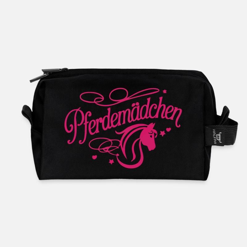 Pferdemädchen - Mädchen liebt Pferde - Recycelte Kulturtasche - Schwarz