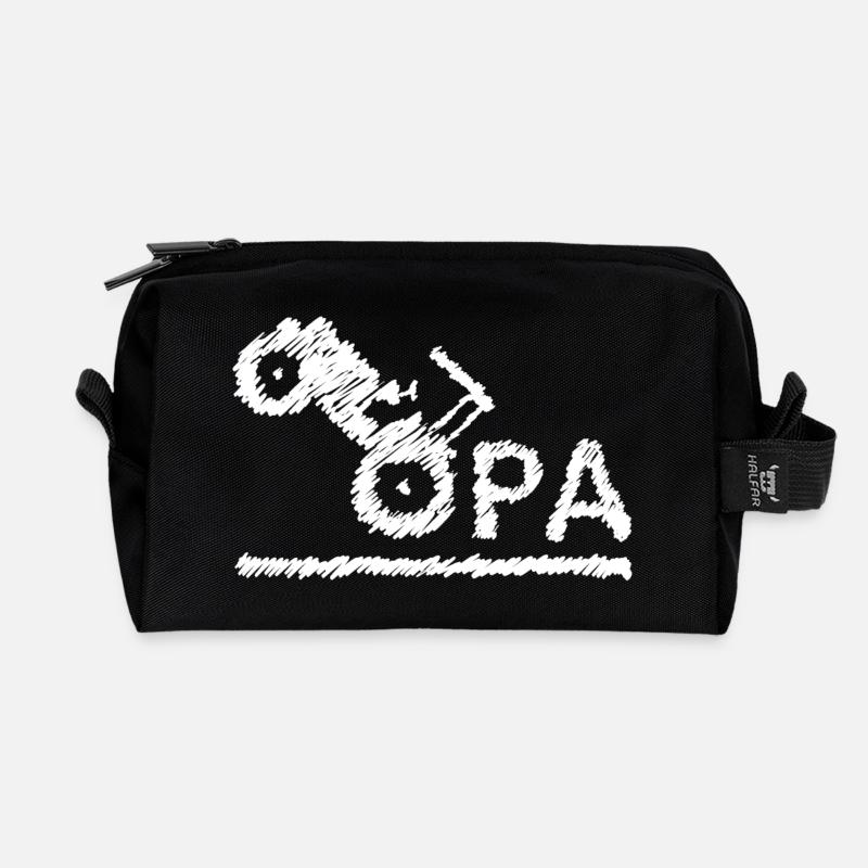 Opa Traktor Landwirt Großvater Geschenk Kritzeln - Recycelte Kulturtasche - Schwarz