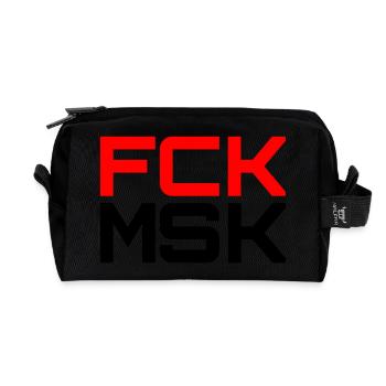 FCK MSK in Deinen WUNSCHFARBEN! - Recycelte Kulturtasche - Schwarz - Vorne