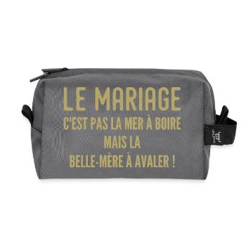Belle-mère citation humoristique - Trousse de toilette en tissu recyclé - anthracite - Devant