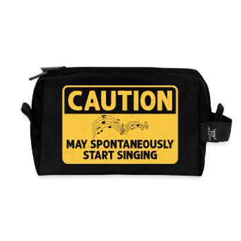 Caution May Spontaneously Start Singing Singer Kar - Recycelte Kulturtasche - Schwarz - Vorne