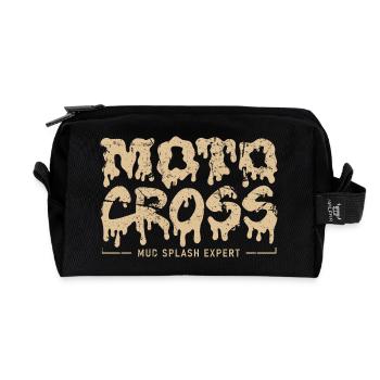 Motocross Mud Splash Expert | Pilote de moto tout-terrain - Trousse de toilette en tissu recyclé - noir - Devant