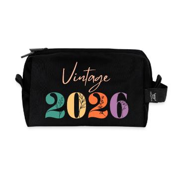 Vintage 2026 florale - Trousse de toilette en tissu recyclé - noir - Devant
