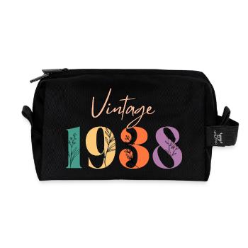 Jahrgang 1938 Blumen - Recycelte Kulturtasche - Schwarz - Vorne