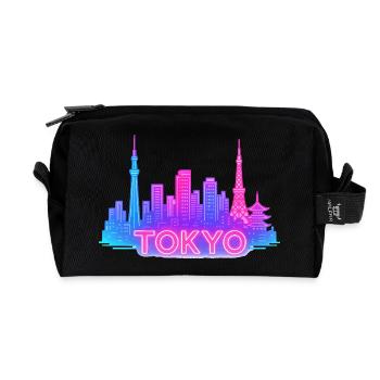 Néons de Tokyo Skyline - Trousse de toilette en tissu recyclé - noir - Devant