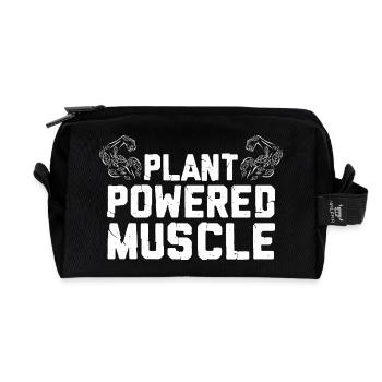 Plant Powered Muscle – Vegan Bodybuilding Fitness  - Recycelte Kulturtasche - Schwarz - Vorne