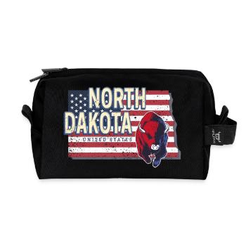 Dakota du Nord États-Unis Vintage Design - Trousse de toilette en tissu recyclé - noir - Devant