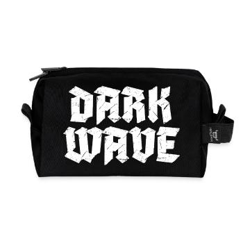 Dark Wave typography logo design - Recycled Toiletry Zip Bag - black - Front