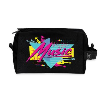 Neon Musik Retro Vibe - Recycelte Kulturtasche - Schwarz - Vorne