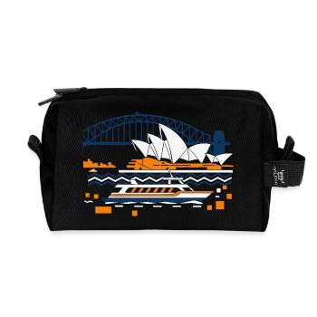 Silhouette du pont du port de l’Opéra de Sydney - Trousse de toilette en tissu recyclé - noir - Devant