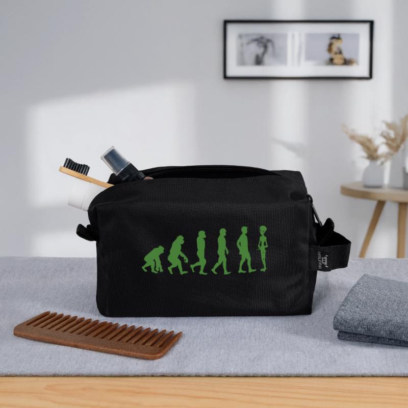 Alien / Area 51 / UFO: Evolution - Monkey - Human - Recycled Toiletry Zip Bag