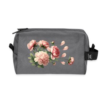 Romantische rosa Pfingstrosen - Recycelte Kulturtasche - Anthrazit - Vorne
