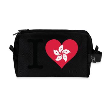 I Love Hong Kong - Recycled Toiletry Zip Bag - black - Front