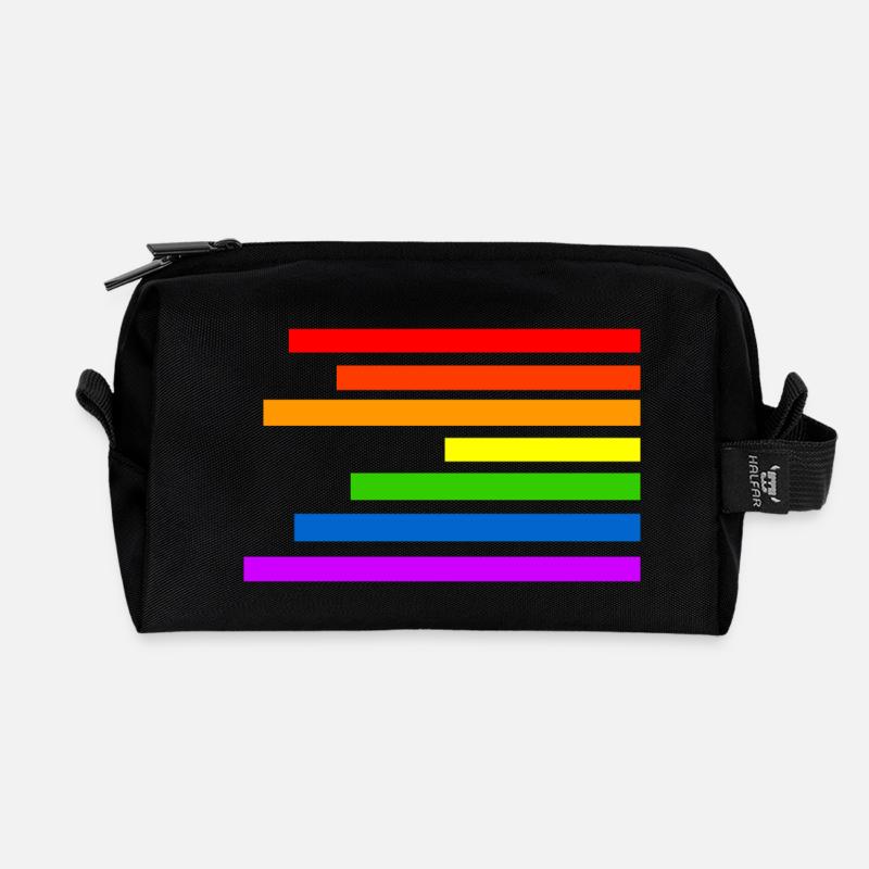 Regenbogen - Recycelte Kulturtasche - Schwarz