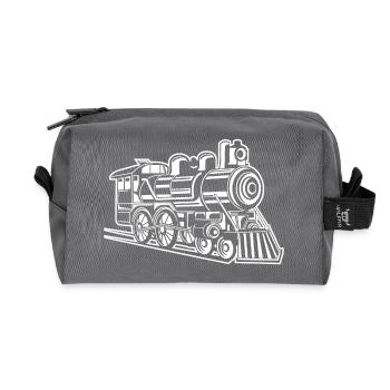 Lokomotive / Locomotive 01_weiß - Recycled Toiletry Zip Bag - anthracite - Front