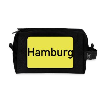 Ortsschild Hamburg - Recycelte Kulturtasche - Schwarz - Vorne