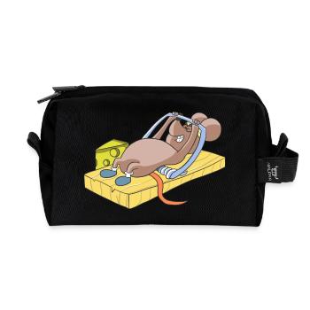 Souris de remise en forme dans la souricière avec le sport d'entraînement au fromage - Trousse de toilette en tissu recyclé - noir - Devant