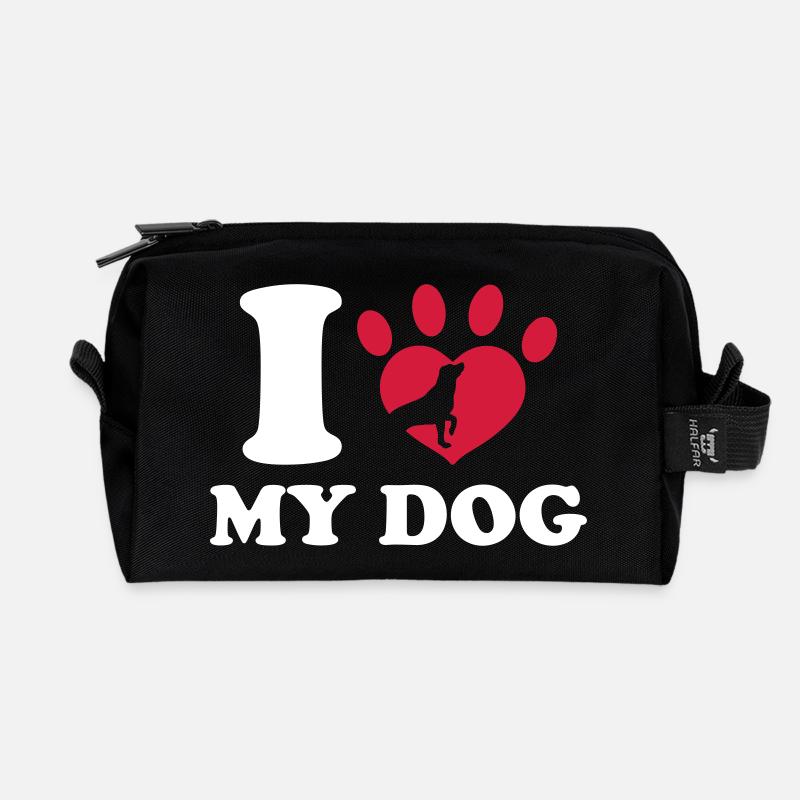 I Love My Dog - Recycelte Kulturtasche - Schwarz