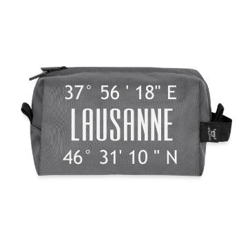 Lausanne Koordinaten Typo Grafik - Recycelte Kulturtasche - Anthrazit - Vorne